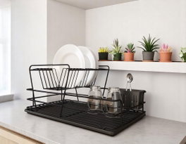 Hermia SM005-B Escurreplatos Negro de 2 Piezas